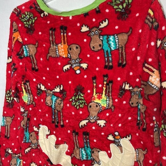 Moose Holiday Flap Back PJ’s “Meet Me Under The Mooseltoe Onesie Pajamas. Sz M. - Picture 10 of 10